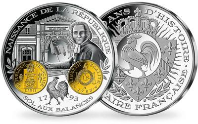 Frappe en argent pur 2000 ans d'histoire monétaire française: «Sol Aux Balances - Convention 1793»